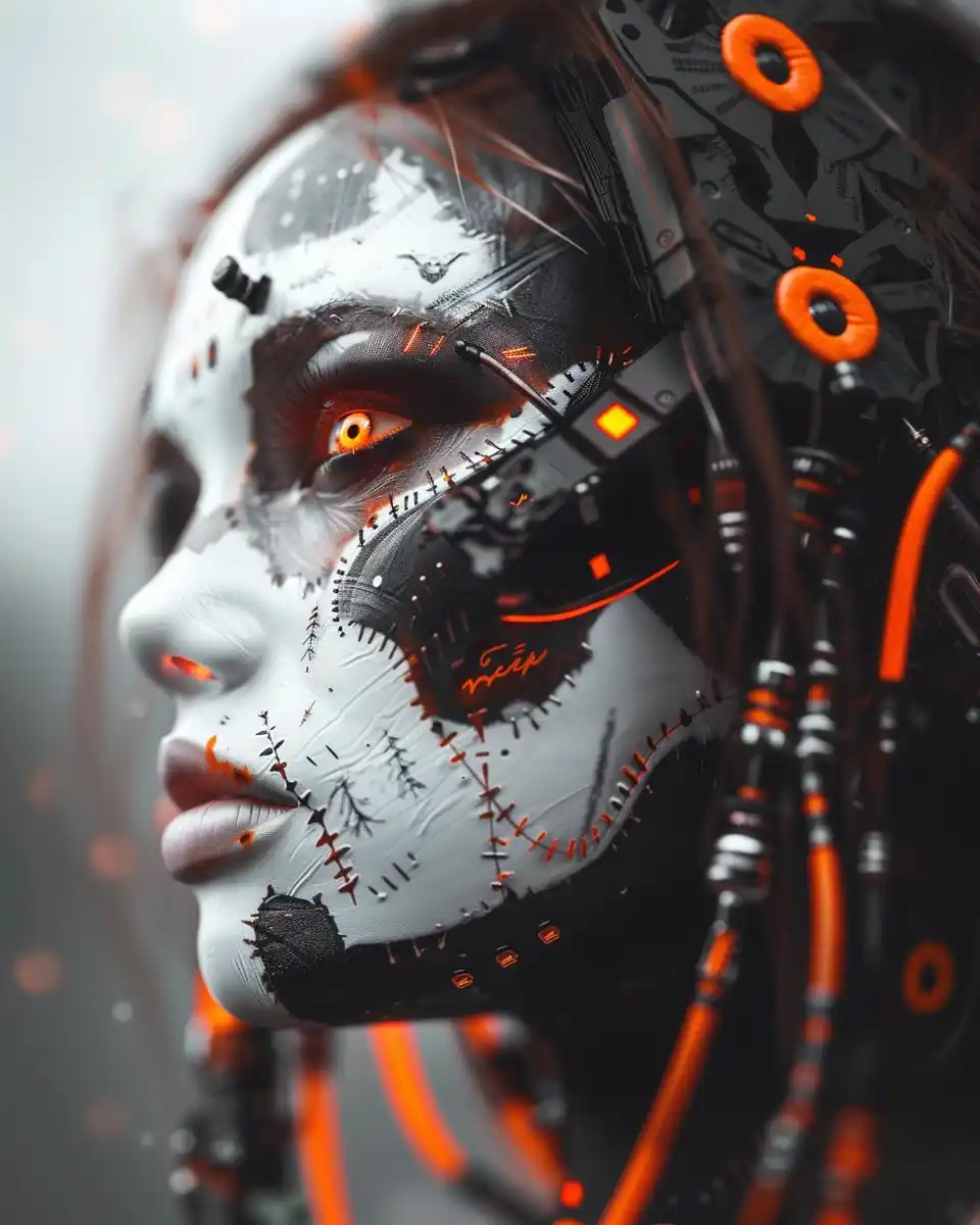 Cyberpunk Cyborg Portrait Midjourney提示词