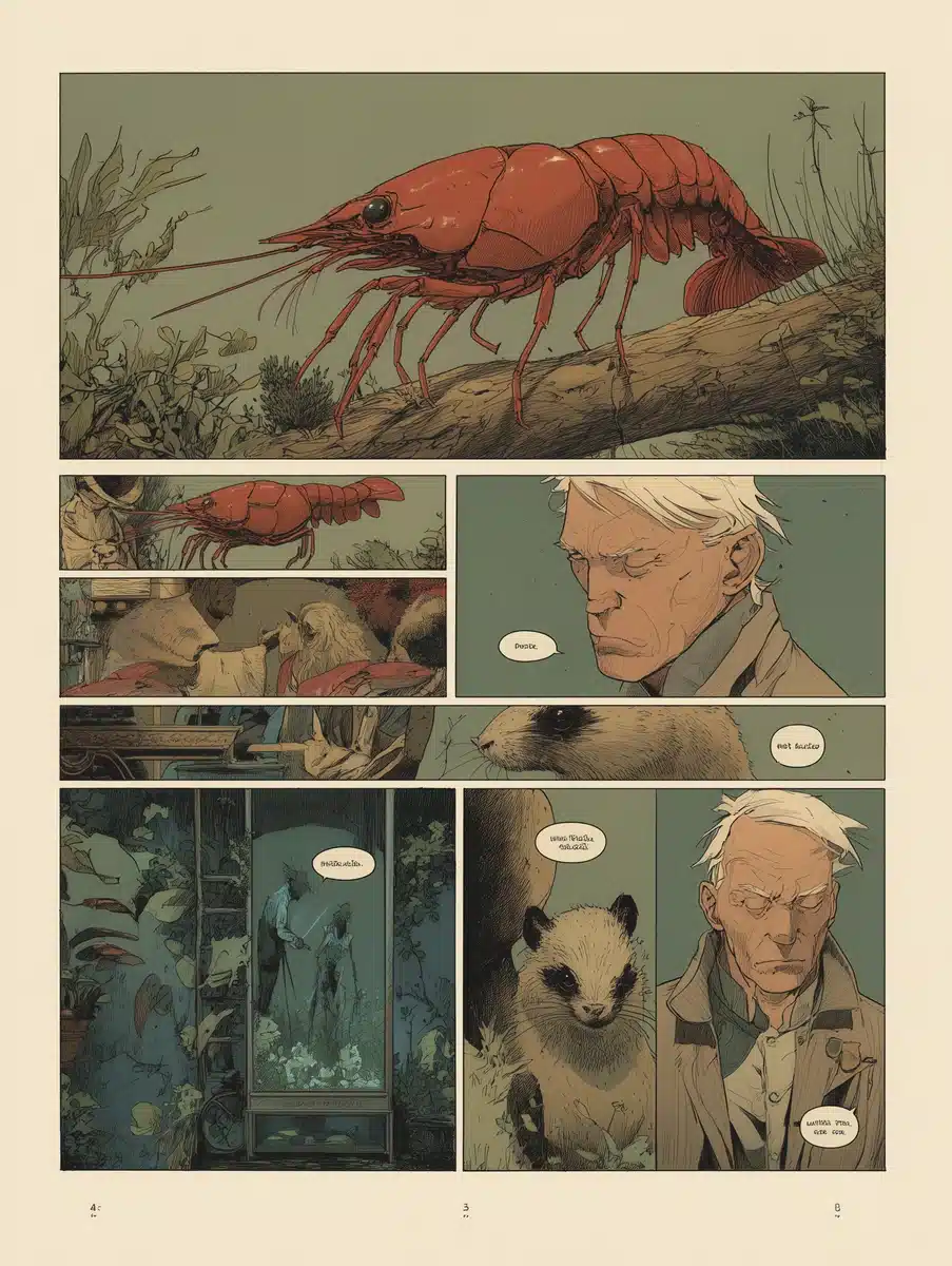 Shrimp and Ferret Comic Midjourney提示词