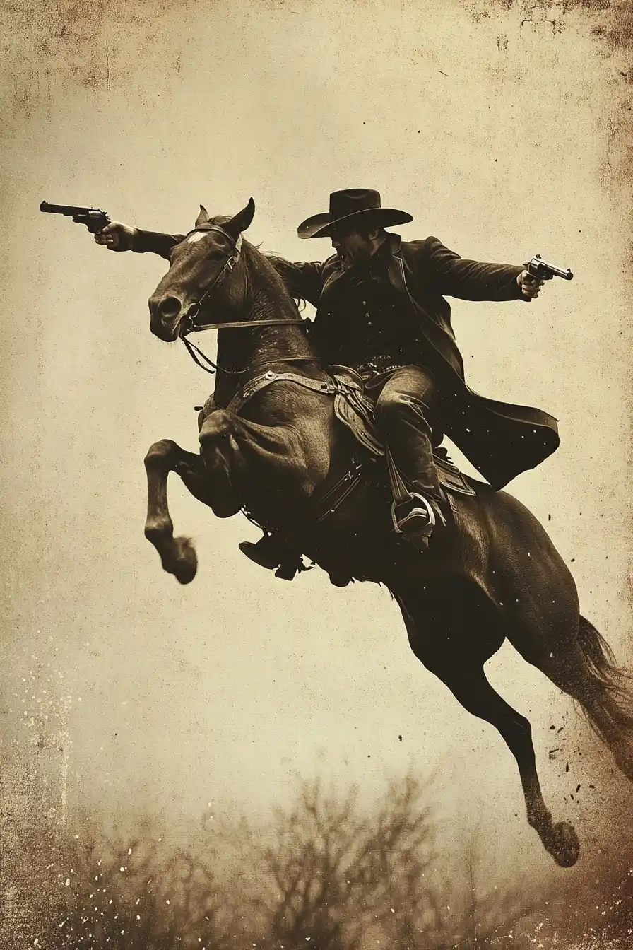 Vintage Gunslinger Silhouette Midjourney提示词