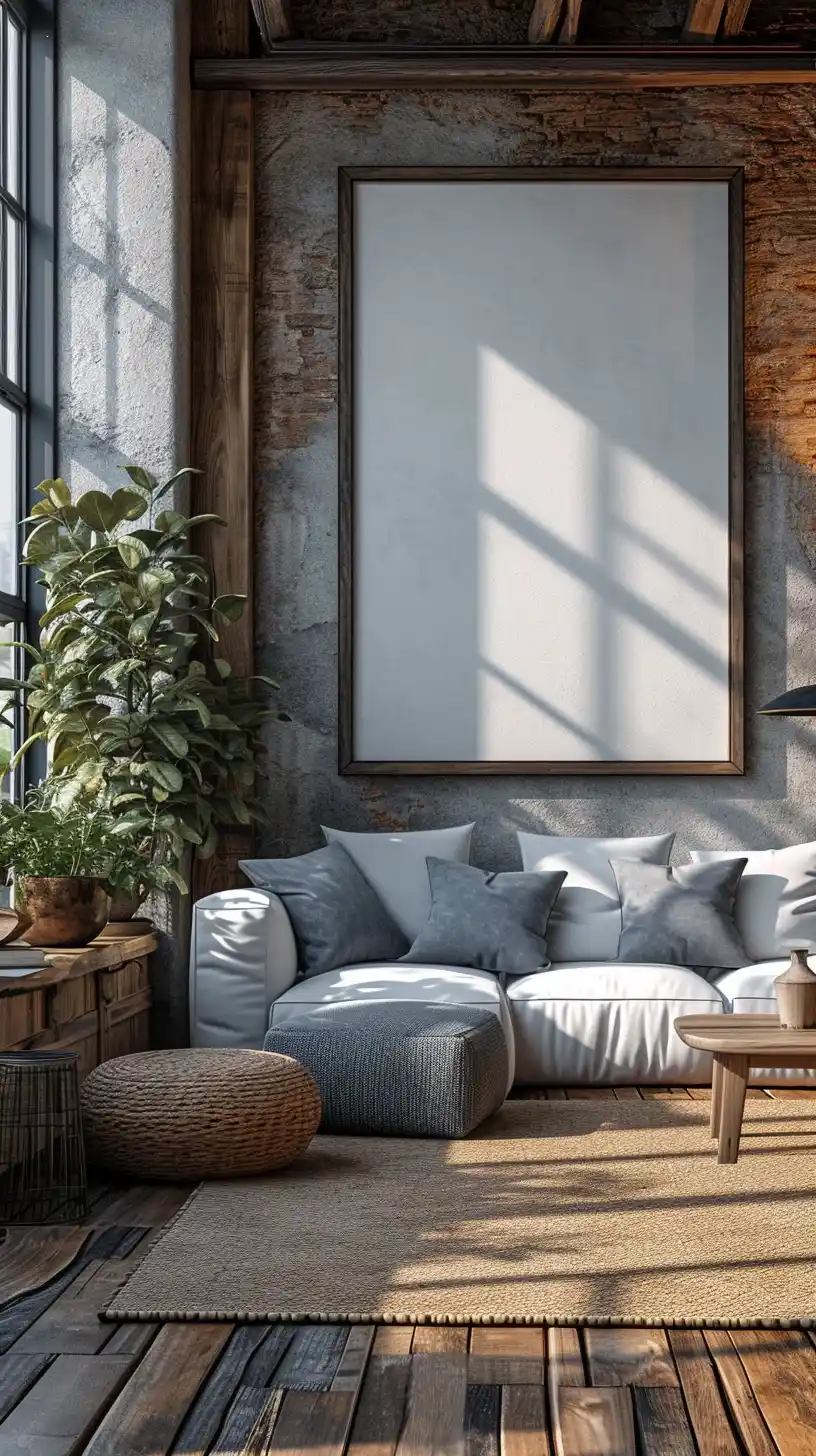 Modern Home with Blank Wall Midjourney提示词