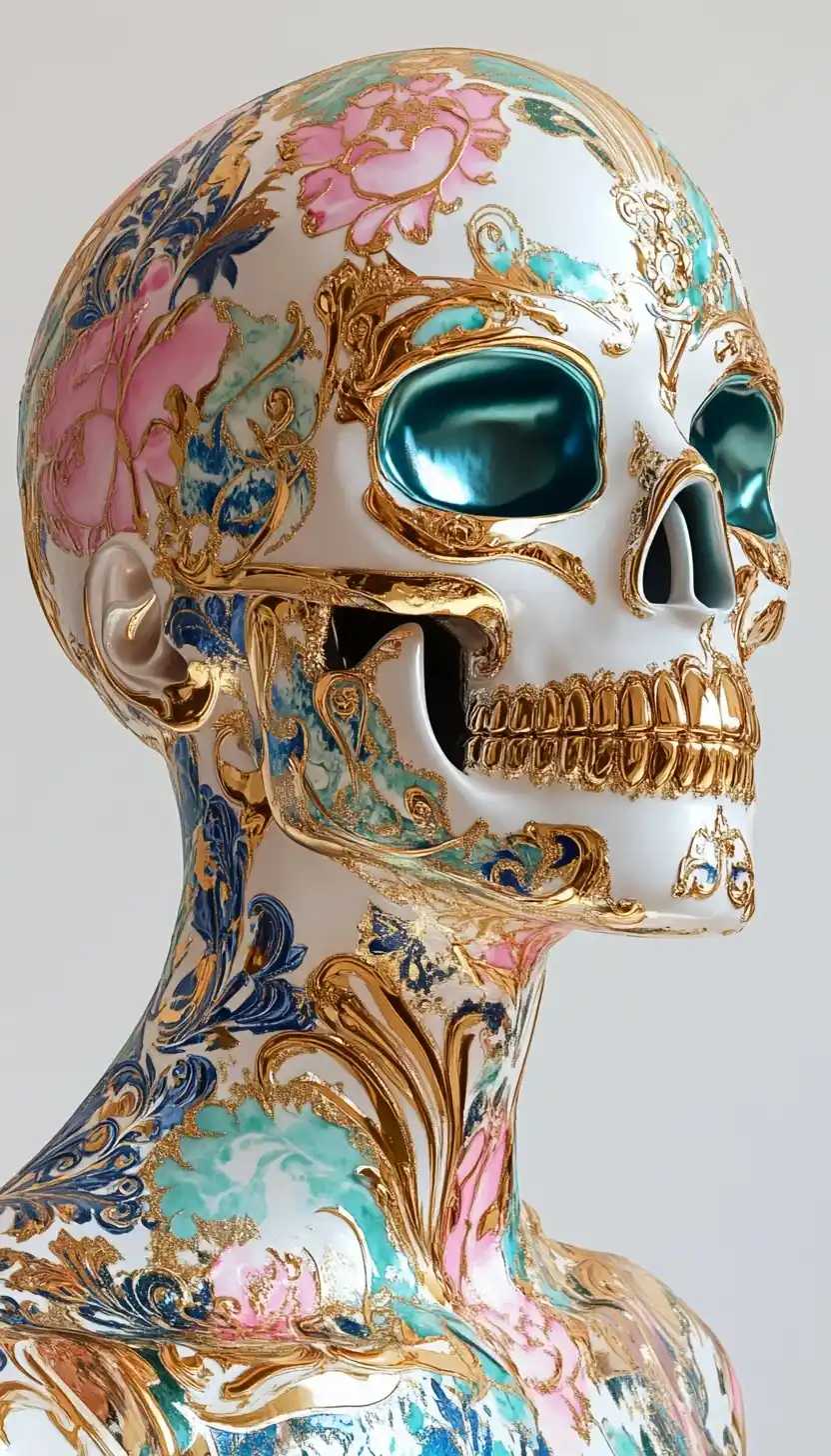 Surreal Gold Mannequin Portrait Midjourney提示词