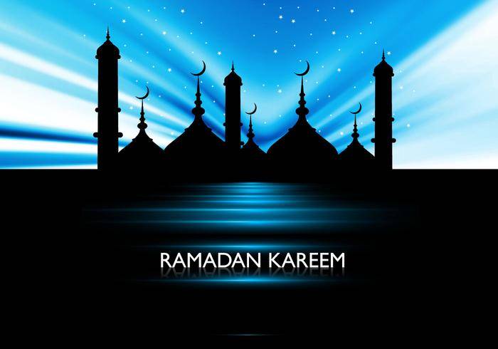 清真寺剪影在赖买丹月Kareem卡片的