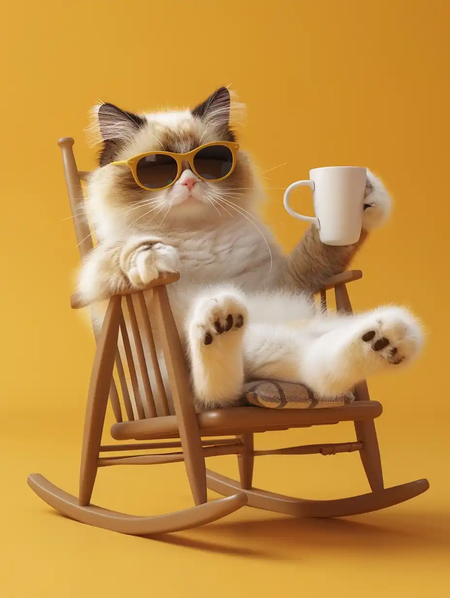 Cartoon Cat with Coffee Midjourney提示词