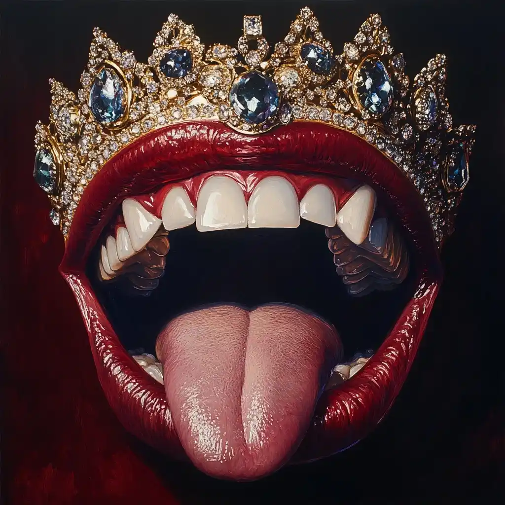Realistic Crowned Mouth Portrait Midjourney提示词