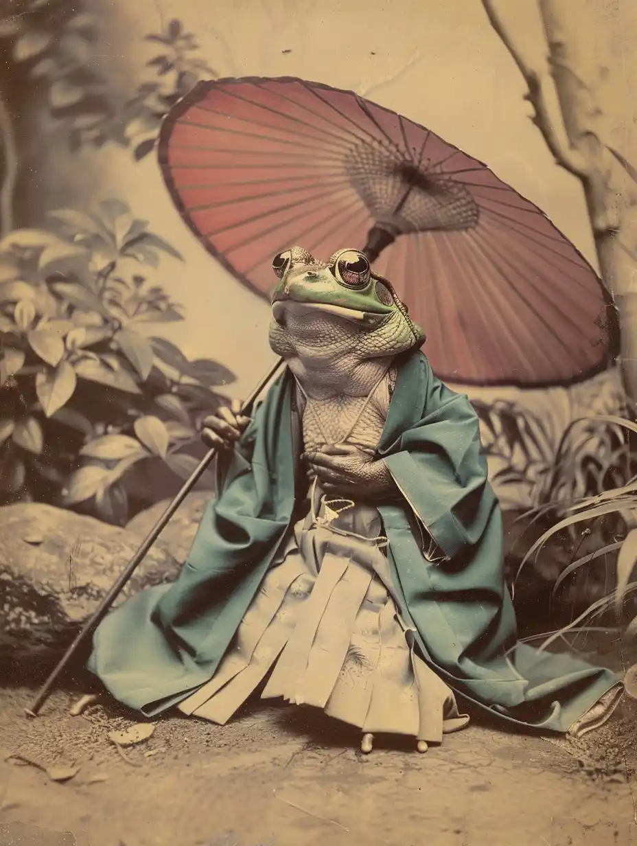 Vintage Frog Portrait Midjourney提示词