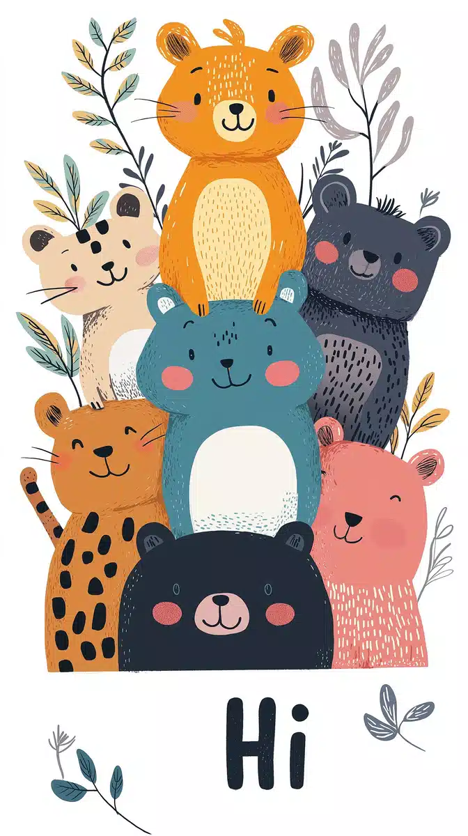 Playful Cartoon Animal Stack Midjourney提示词