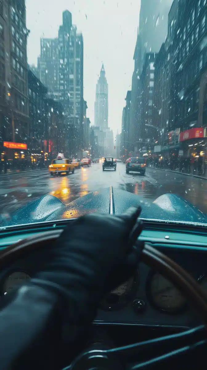 1930s Gloved Driver in NYC Midjourney提示词