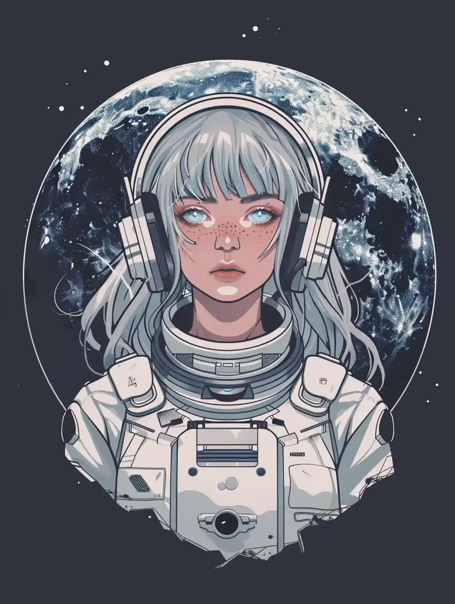 Silver Space Woman Otomo Style Midjourney提示词