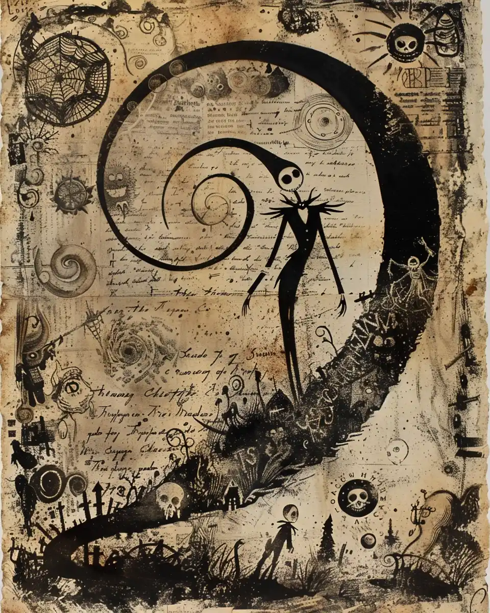 Vintage Nightmare Etching Sullivans Horror Midjourney提示词