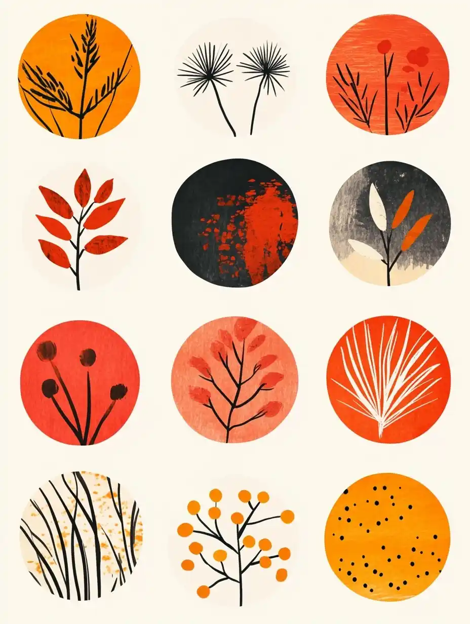 Hand-Painted Round Patterns Midjourney提示词