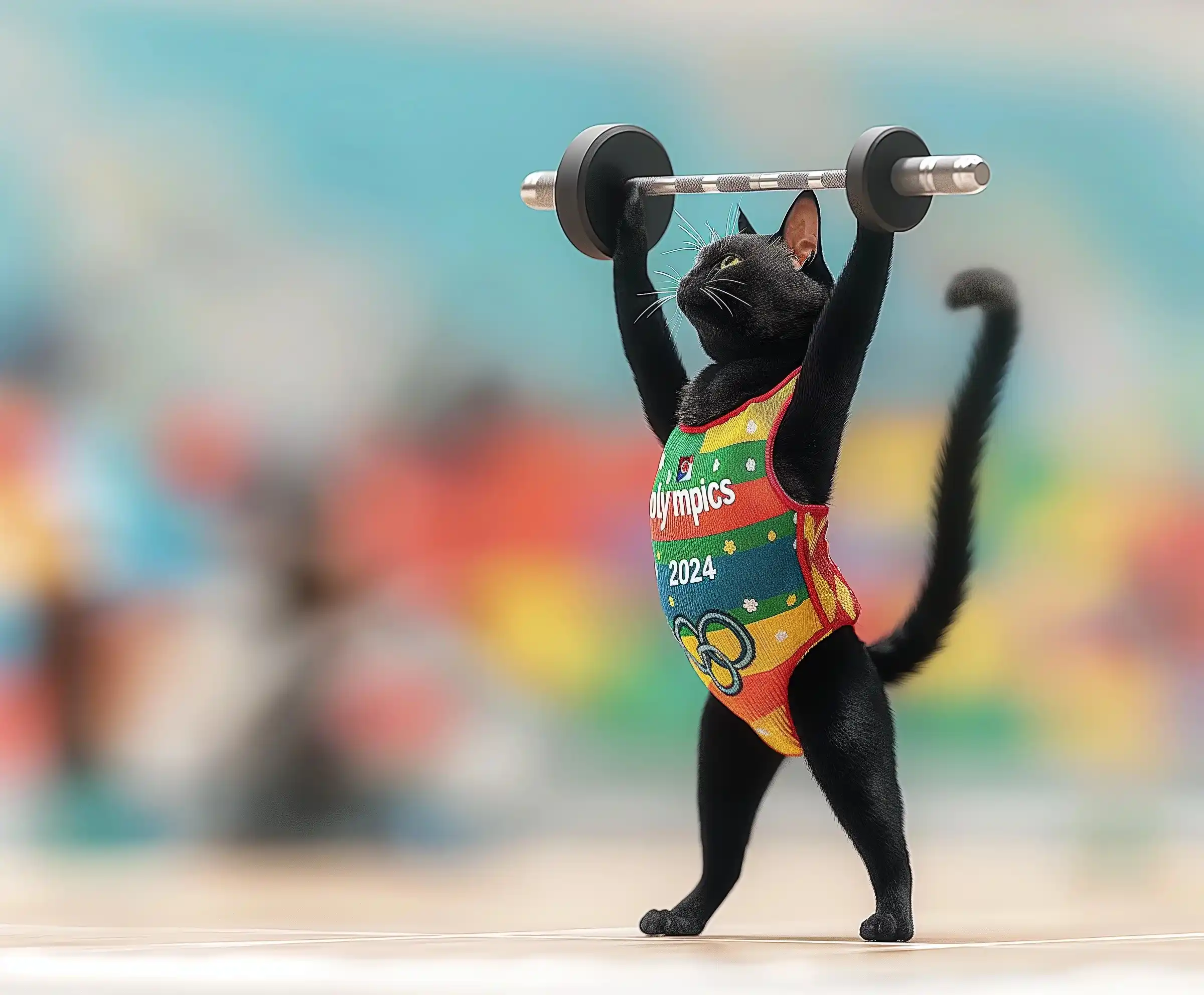 Olympics 2024 Cat Weightlifting Midjourney 提示词生成效果