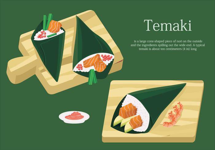 在桌日本食物传染媒介例证的Temaki寿司