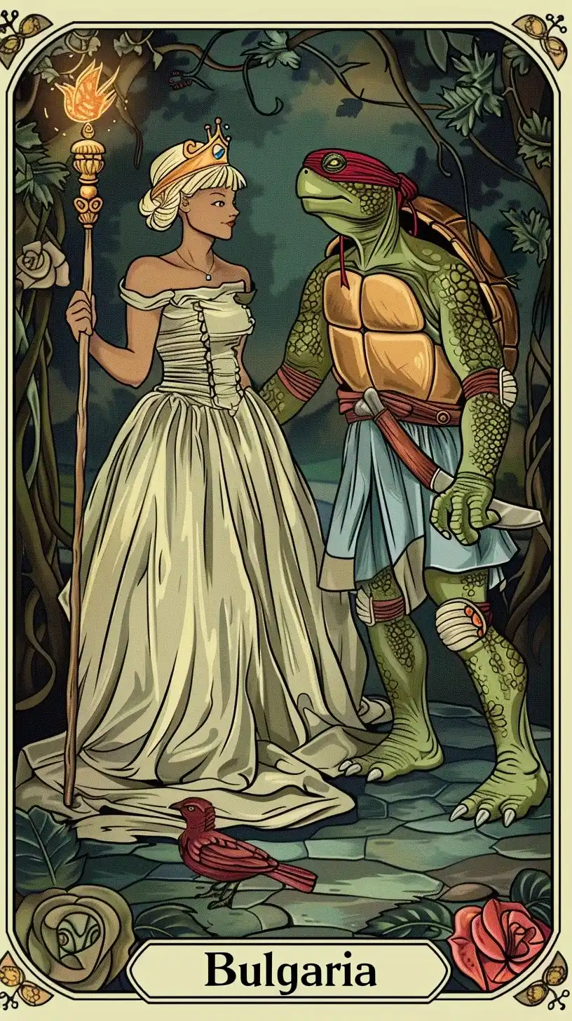 Love Hunt Tarot Ninja Turtle Princess Midjourney提示词
