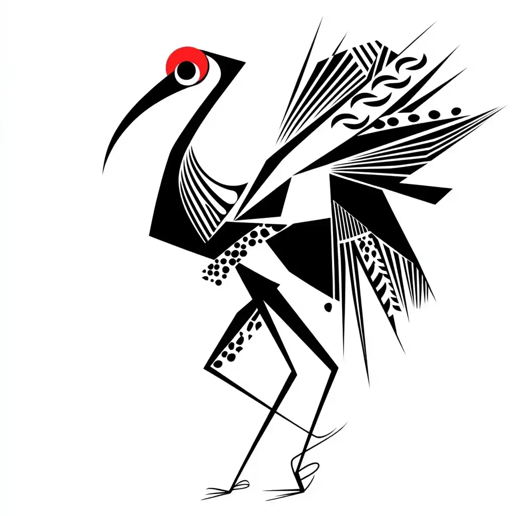 Minimalist Ibis Vector Art Midjourney提示词