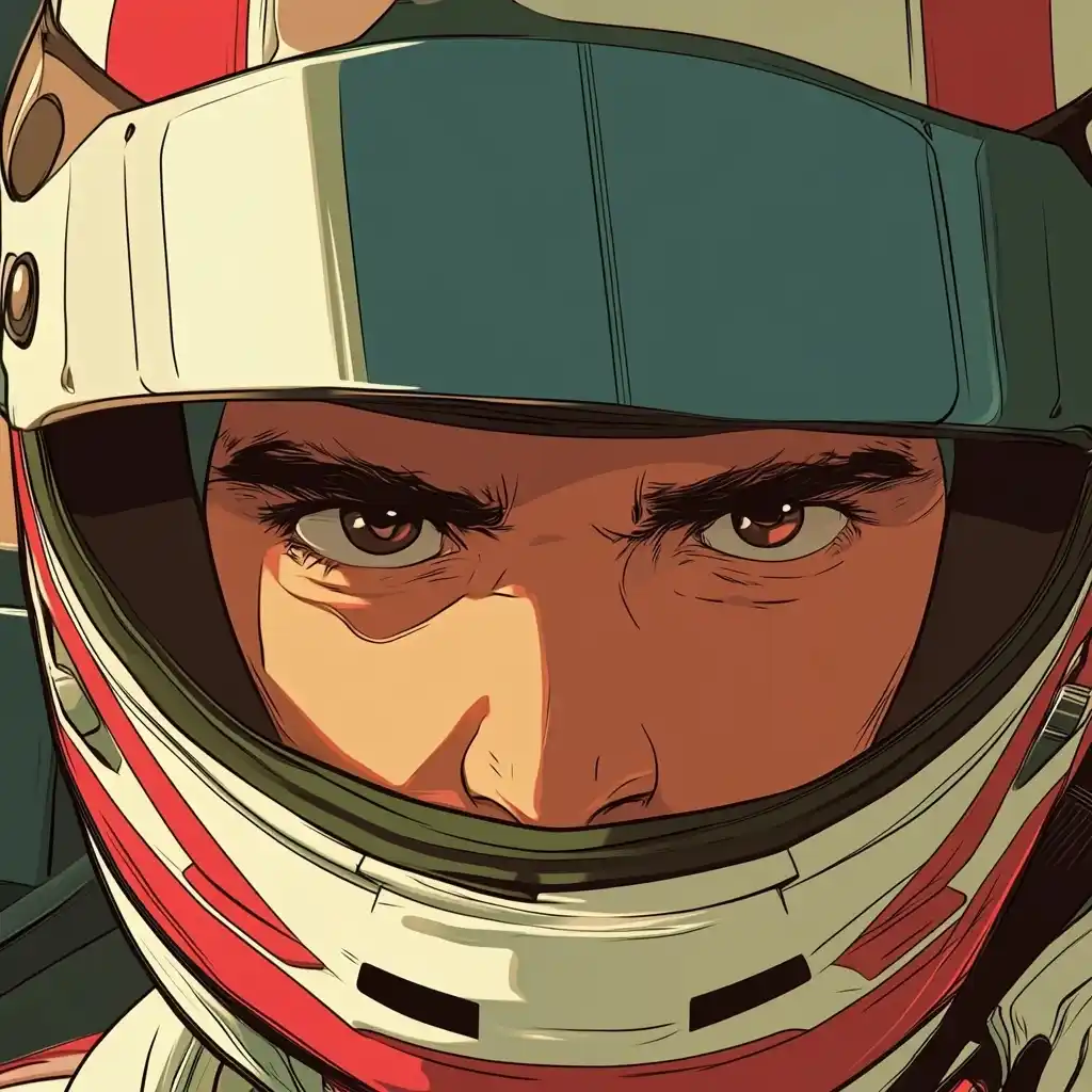 Comic Formula 1 Driver Midjourney提示词