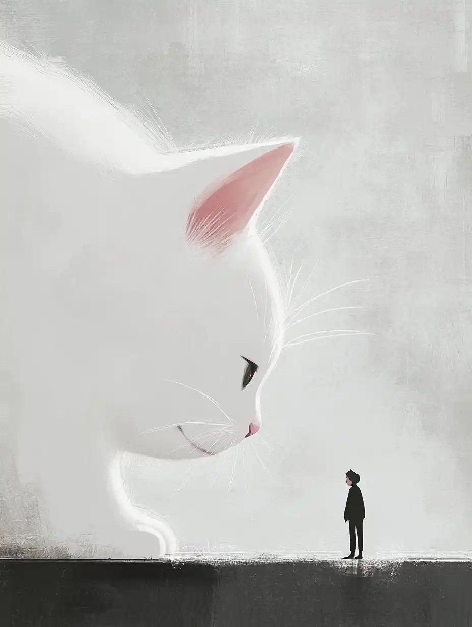 Minimalist Cat and Human Midjourney提示词