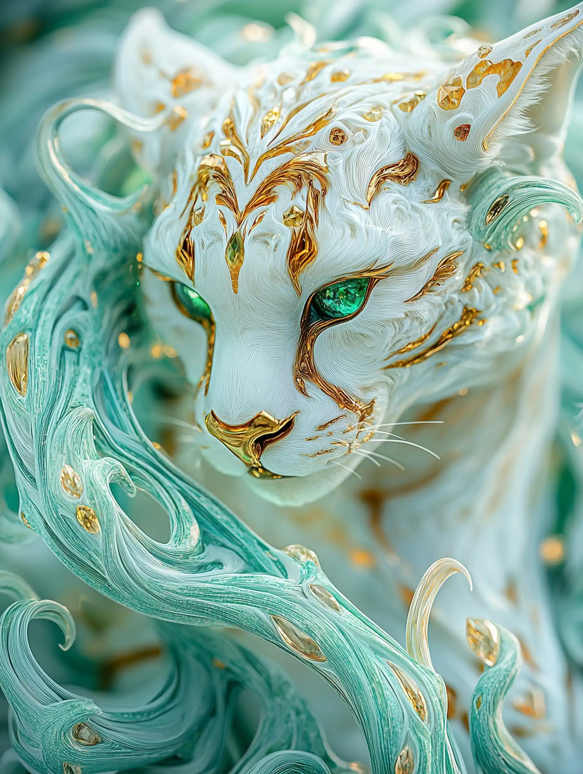 Radiant Cheetah in Quartz Midjourney提示词