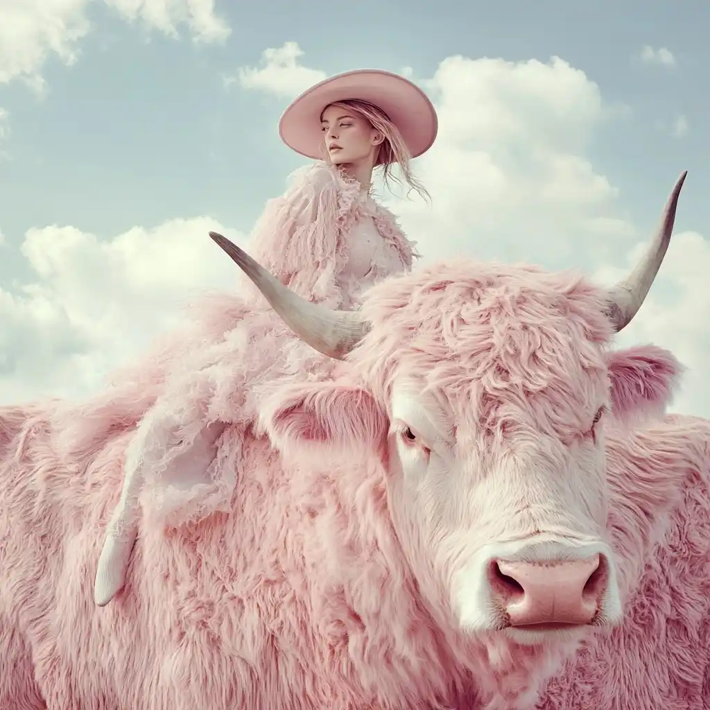 Surreal Woman on Bull Midjourney提示词