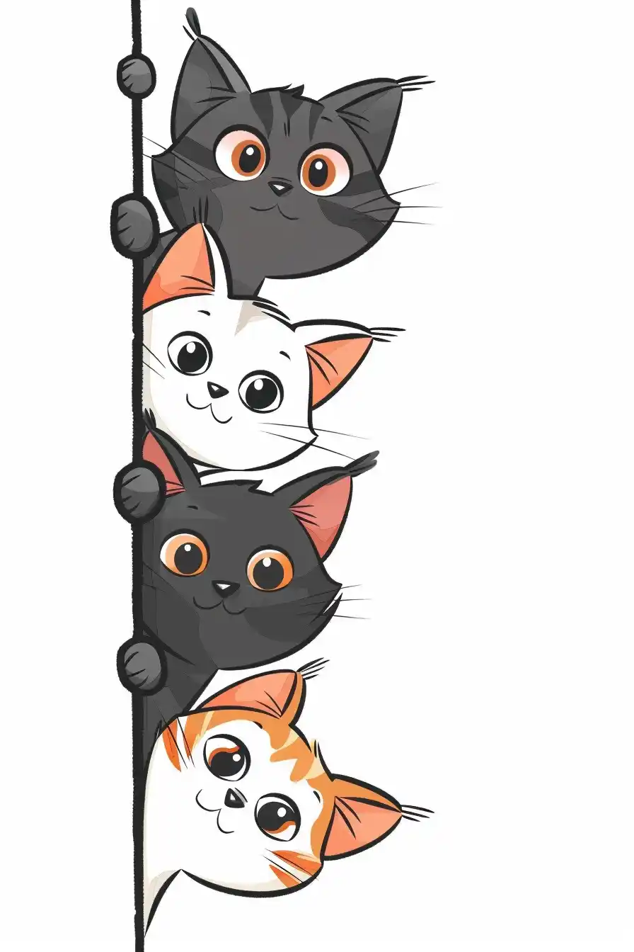 Corner Cats Lineart Midjourney提示词