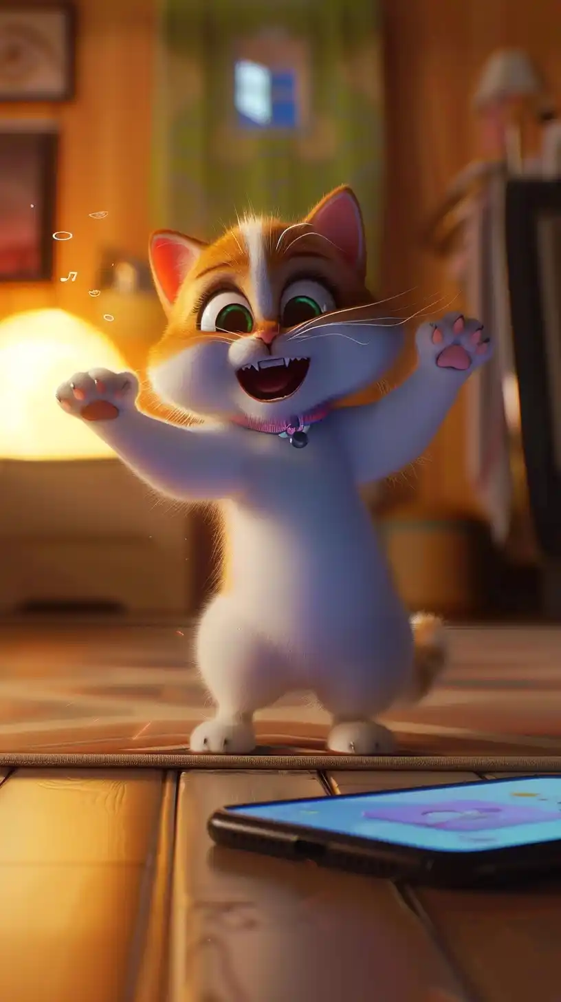 Pixar-Style Dancing Kitten Midjourney提示词