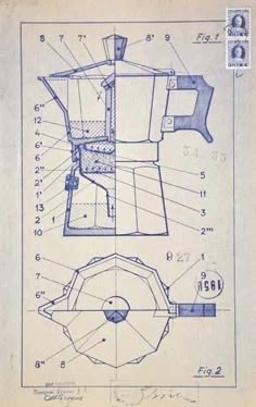 Vintage Moka Pot Patent Illustration - Coffee Maker Design Nano Banana提示词