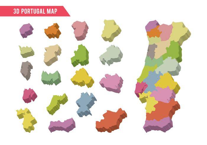 3D葡萄牙地图矢量