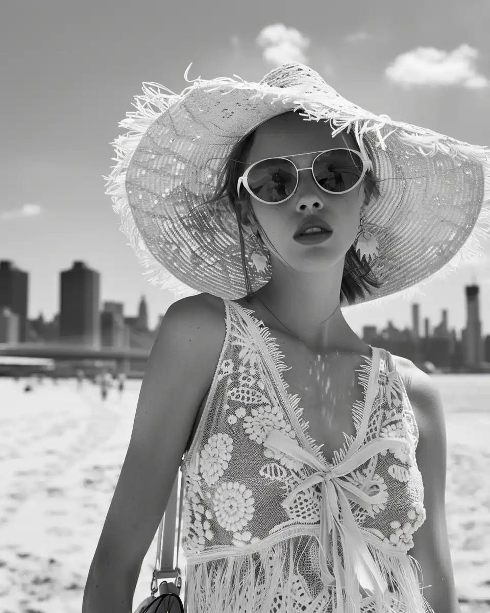 High Detail Beach Manhattan Midjourney提示词