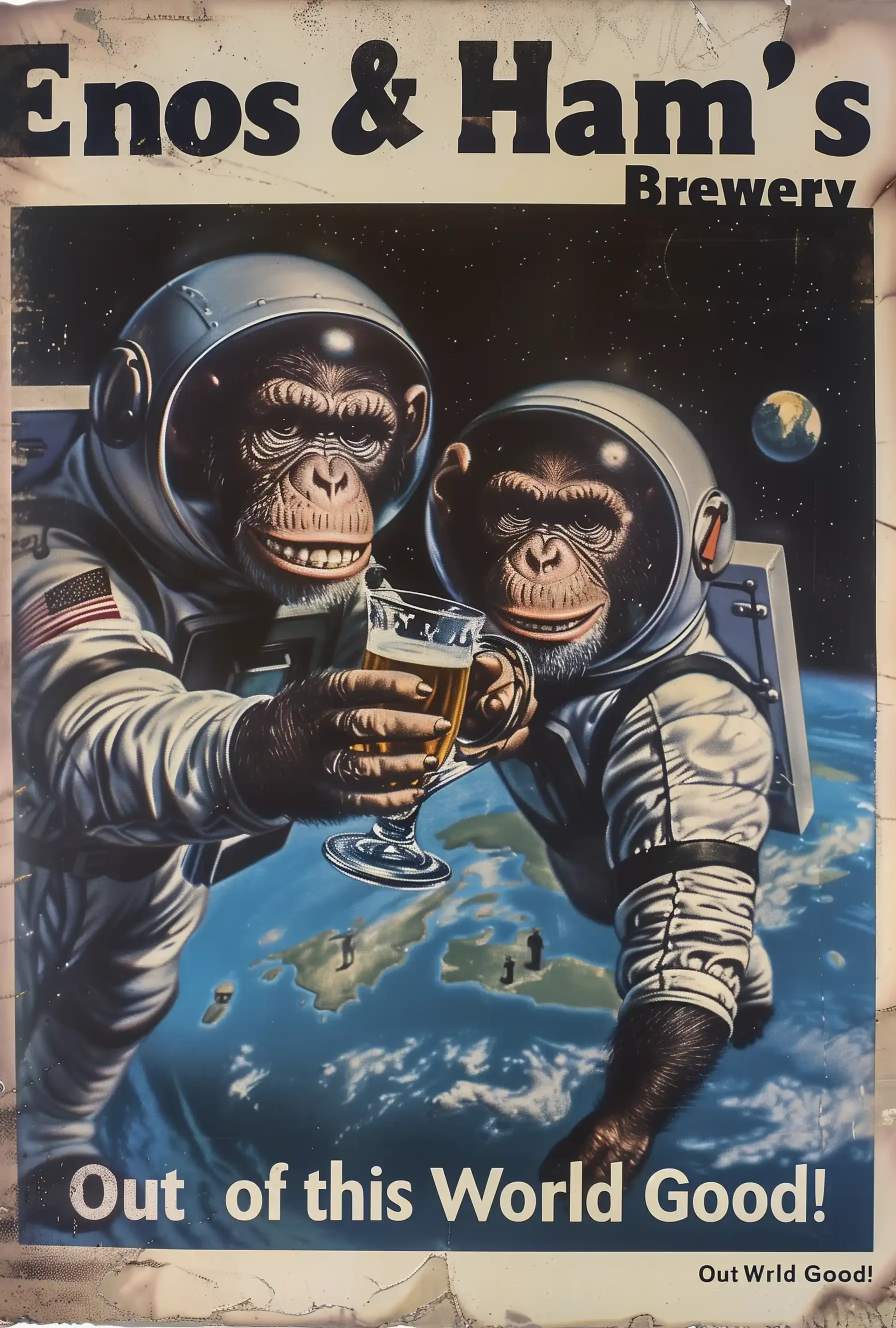 Space Chimps Beer Poster Midjourney提示词