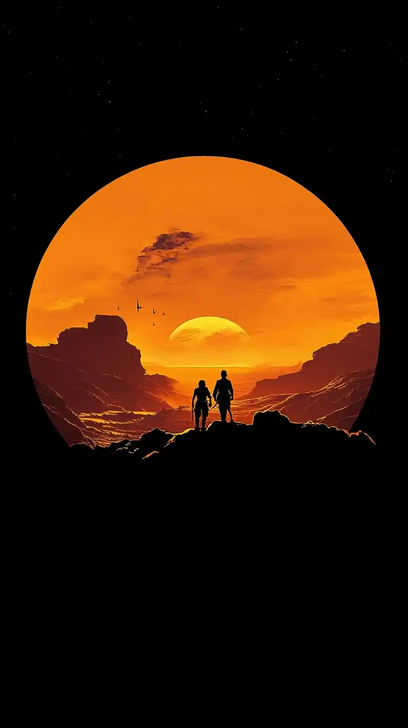 Minimalistic Star Wars Scene Midjourney提示词