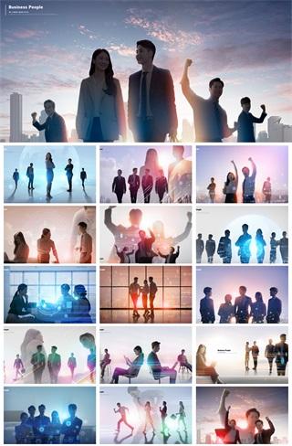 16款商务白领人物背景PSD格式2023611