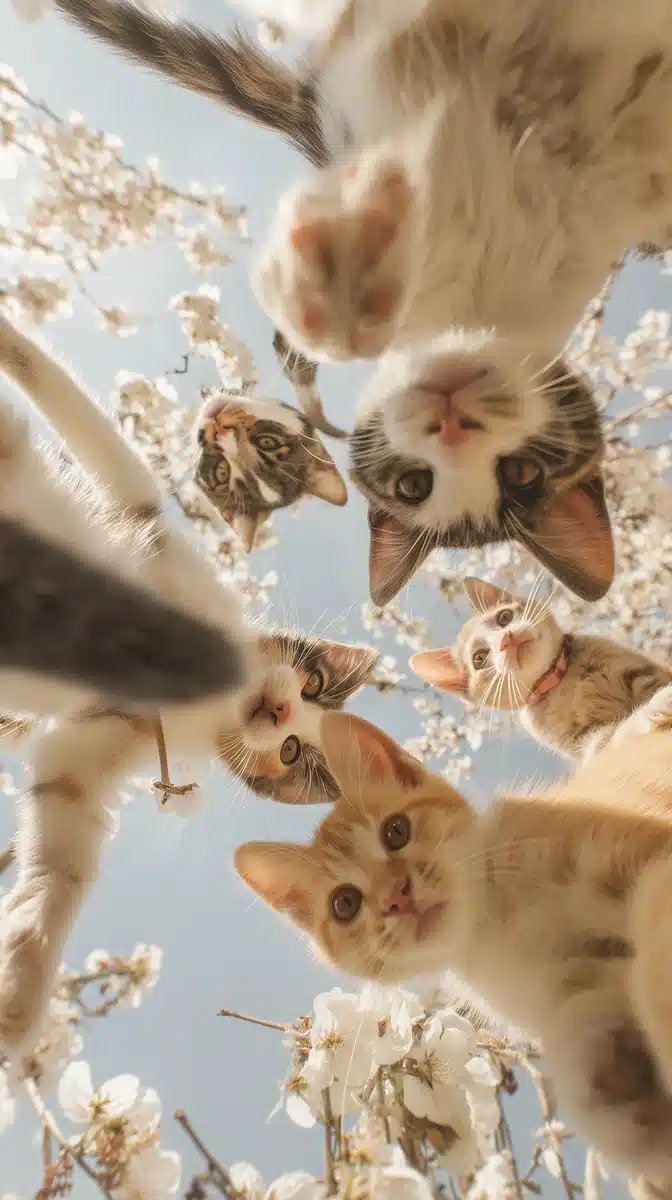 Kittens Among Cherry Blossoms Midjourney提示词
