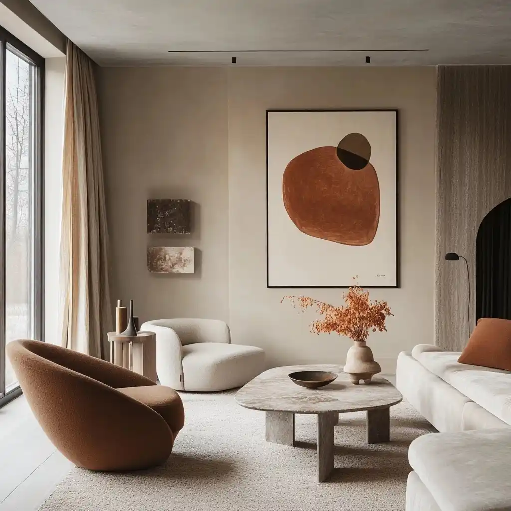 Muted Living Room Minimalism Midjourney提示词