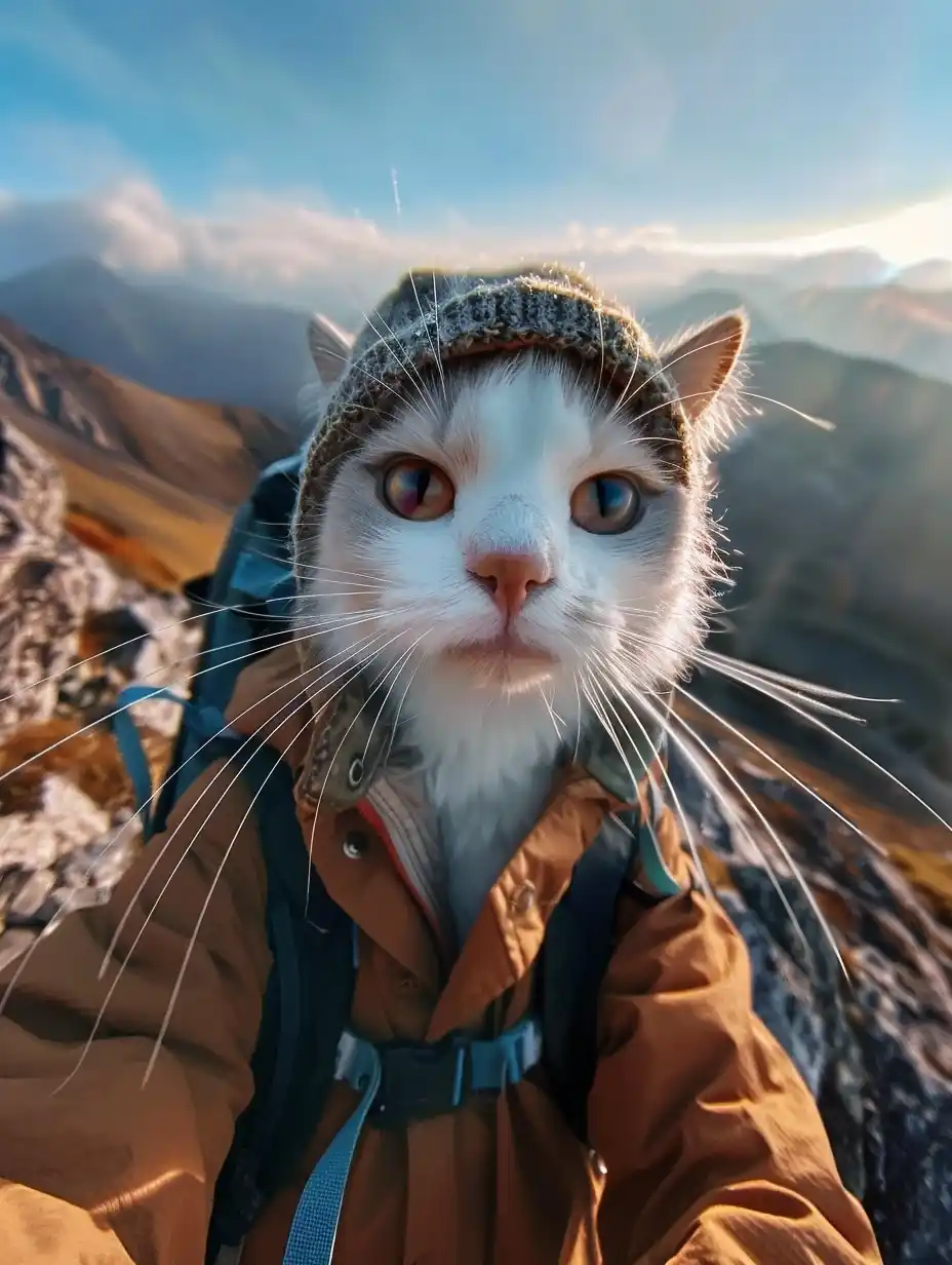 Realistic Munchkin Cat Selfie Midjourney提示词