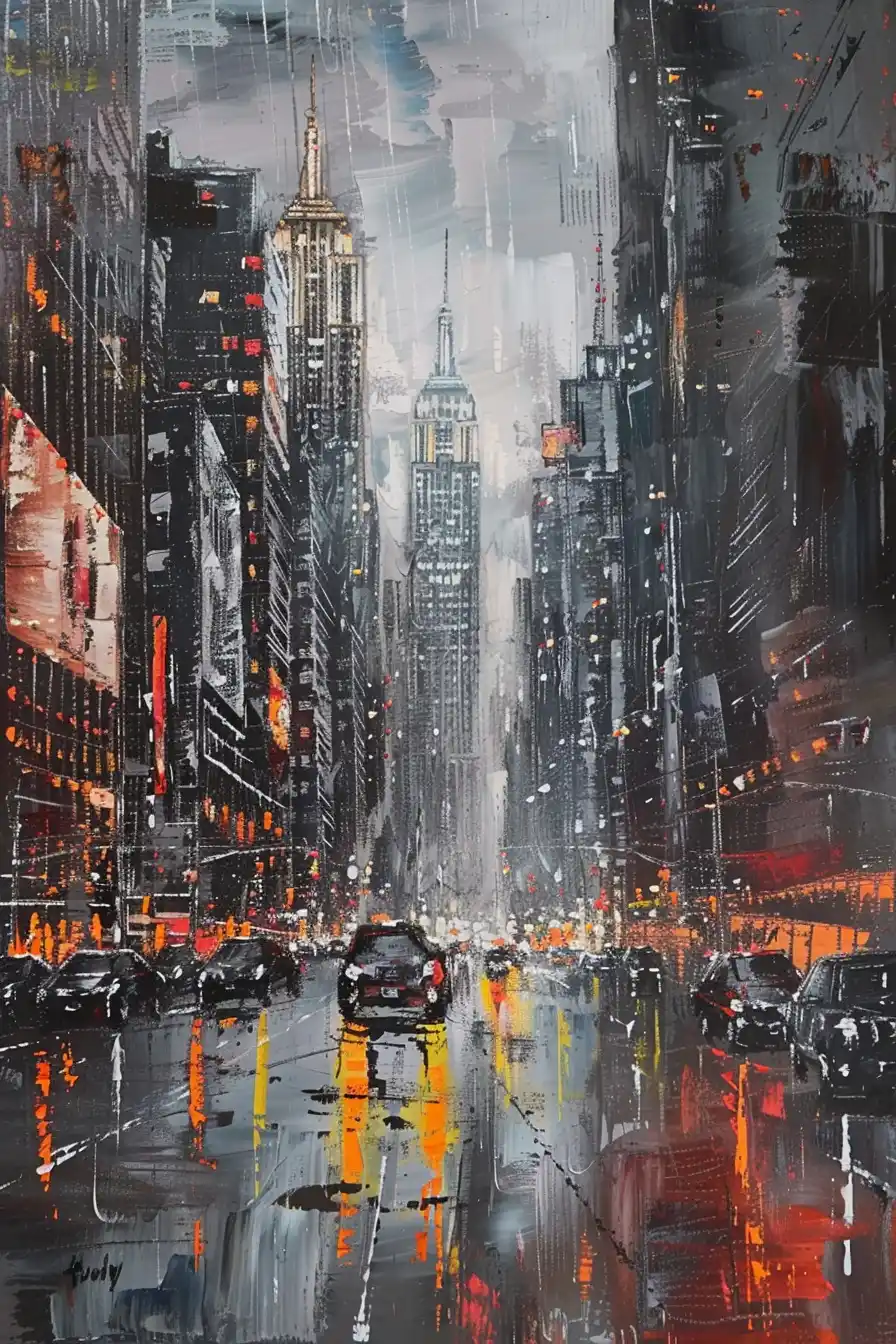 Impressionist New York City Midjourney提示词