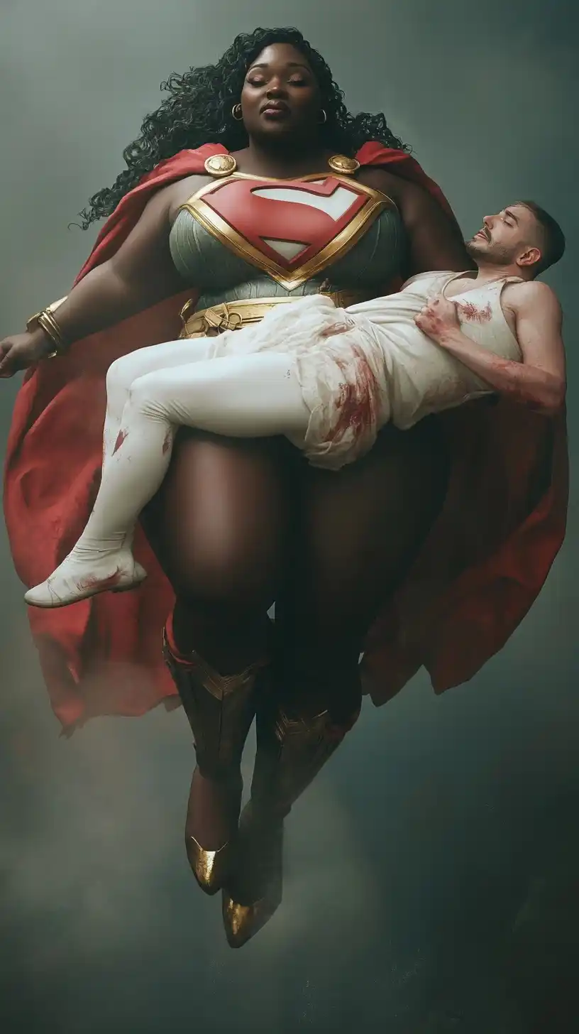 Realistic Superwoman Carrying Transgender Midjourney提示词