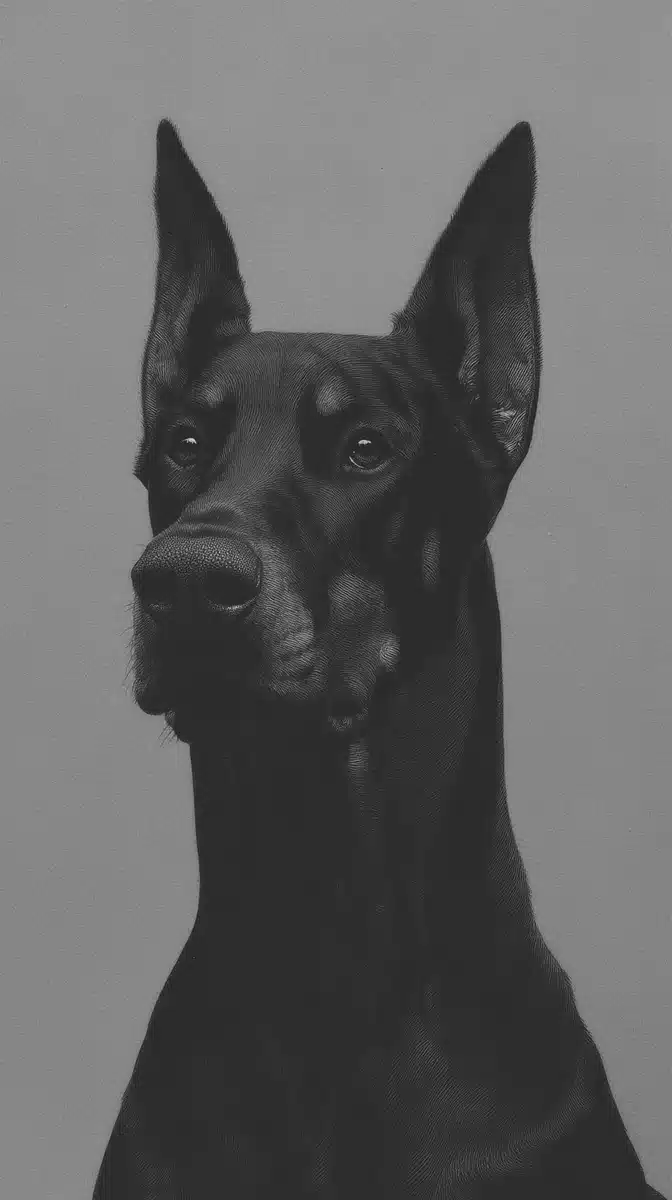 Minimalistic Doberman Drawing Midjourney提示词