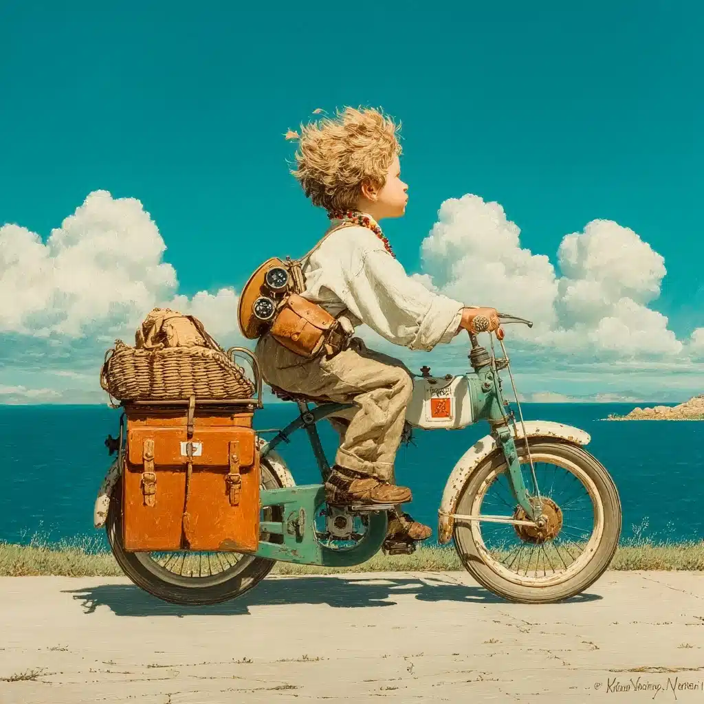 Boy on Bike Rockwell Style Midjourney提示词