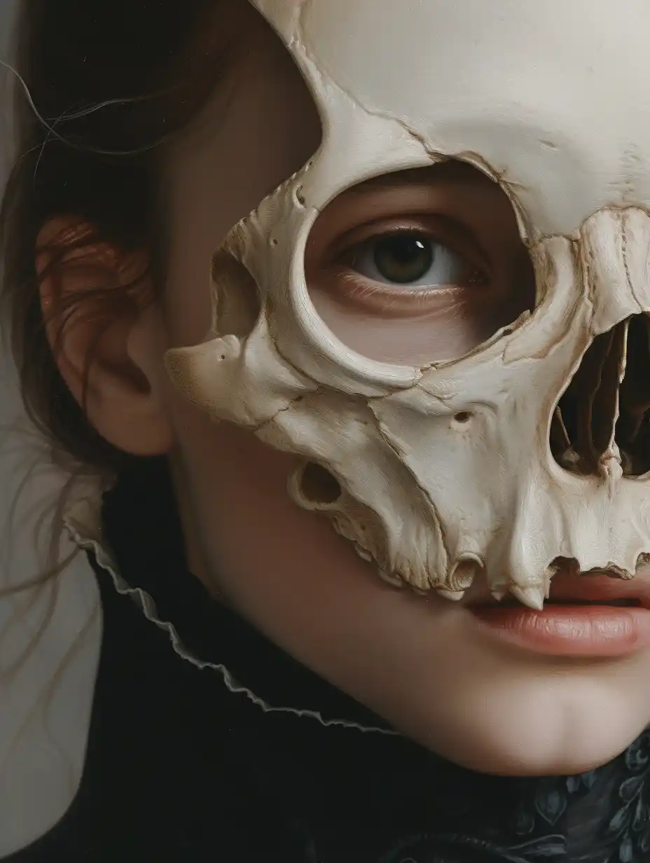 Bone Mask Portrait Realism Midjourney提示词