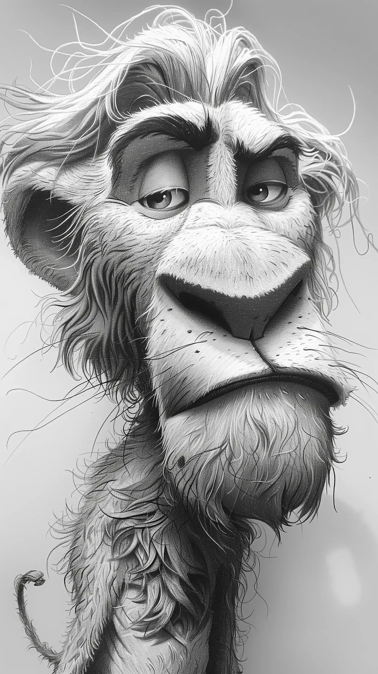 Pencil Animal Caricatures Midjourney提示词