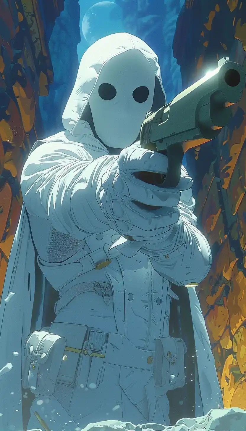 Gun-Wielding Moon Knight Midjourney提示词