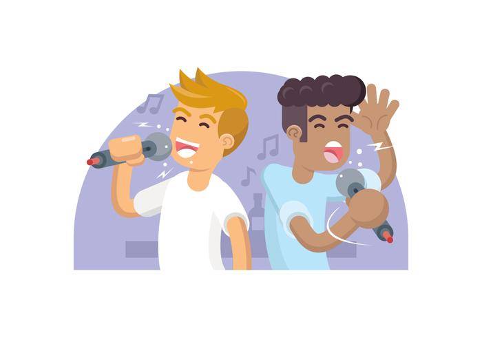 两个朋友唱卡拉OK例证