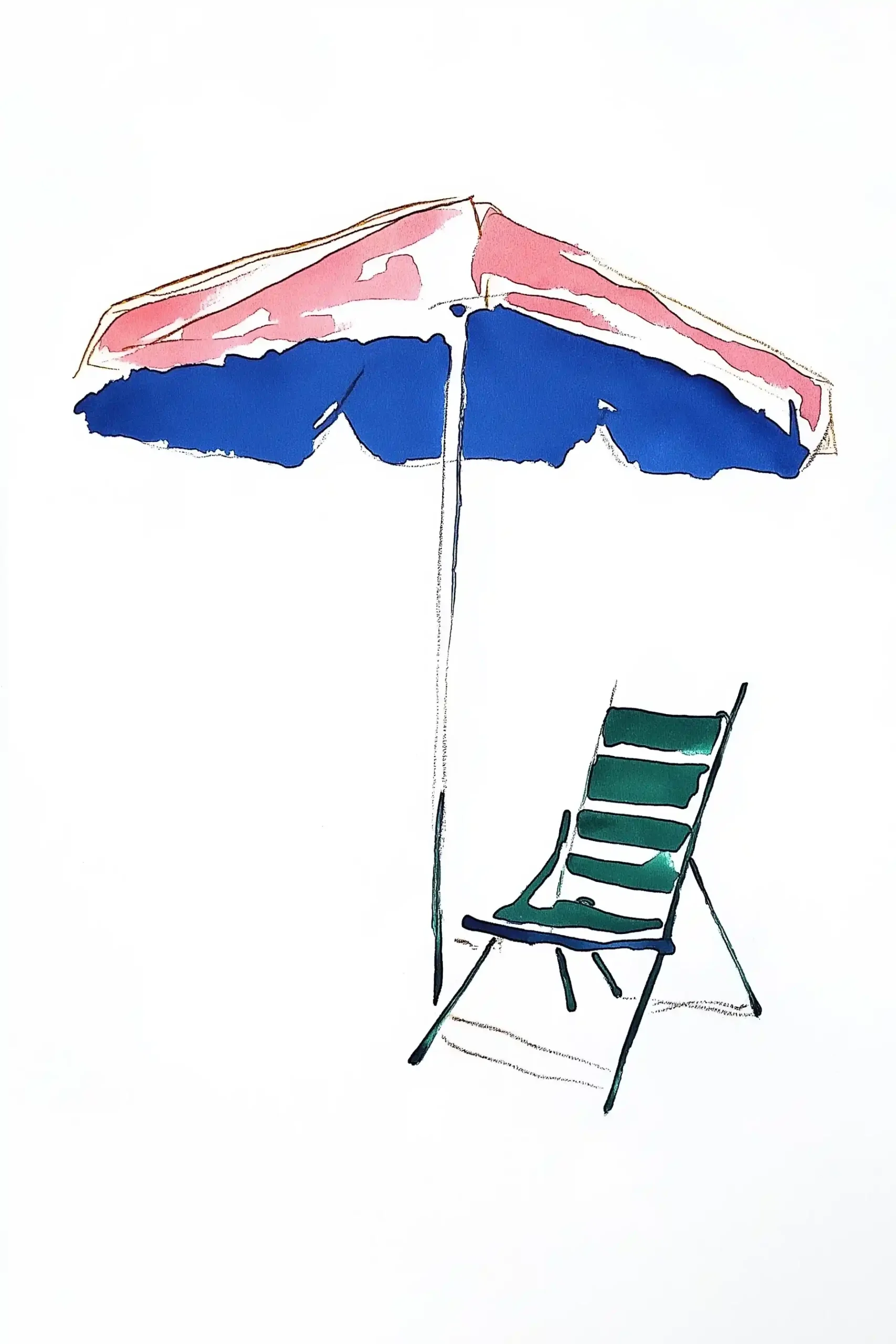 Minimal Gouache Beach Umbrella Midjourney提示词