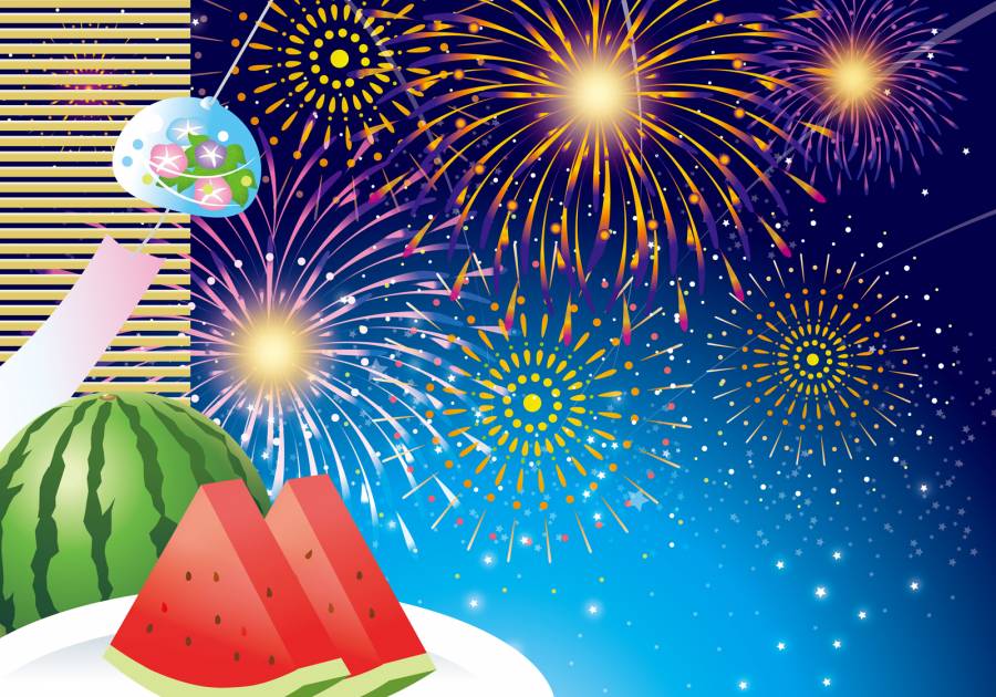 西瓜和烟花节日