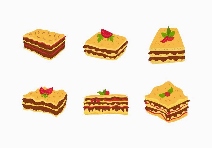 烤宽面条矢量食物插画