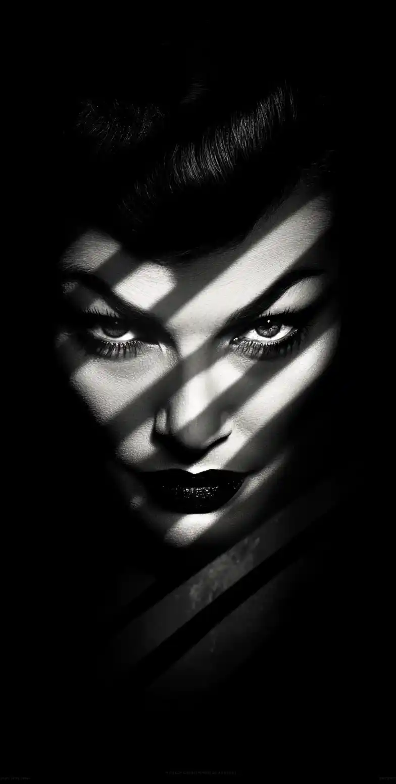 Noir Femme Fatale Shadows Midjourney提示词