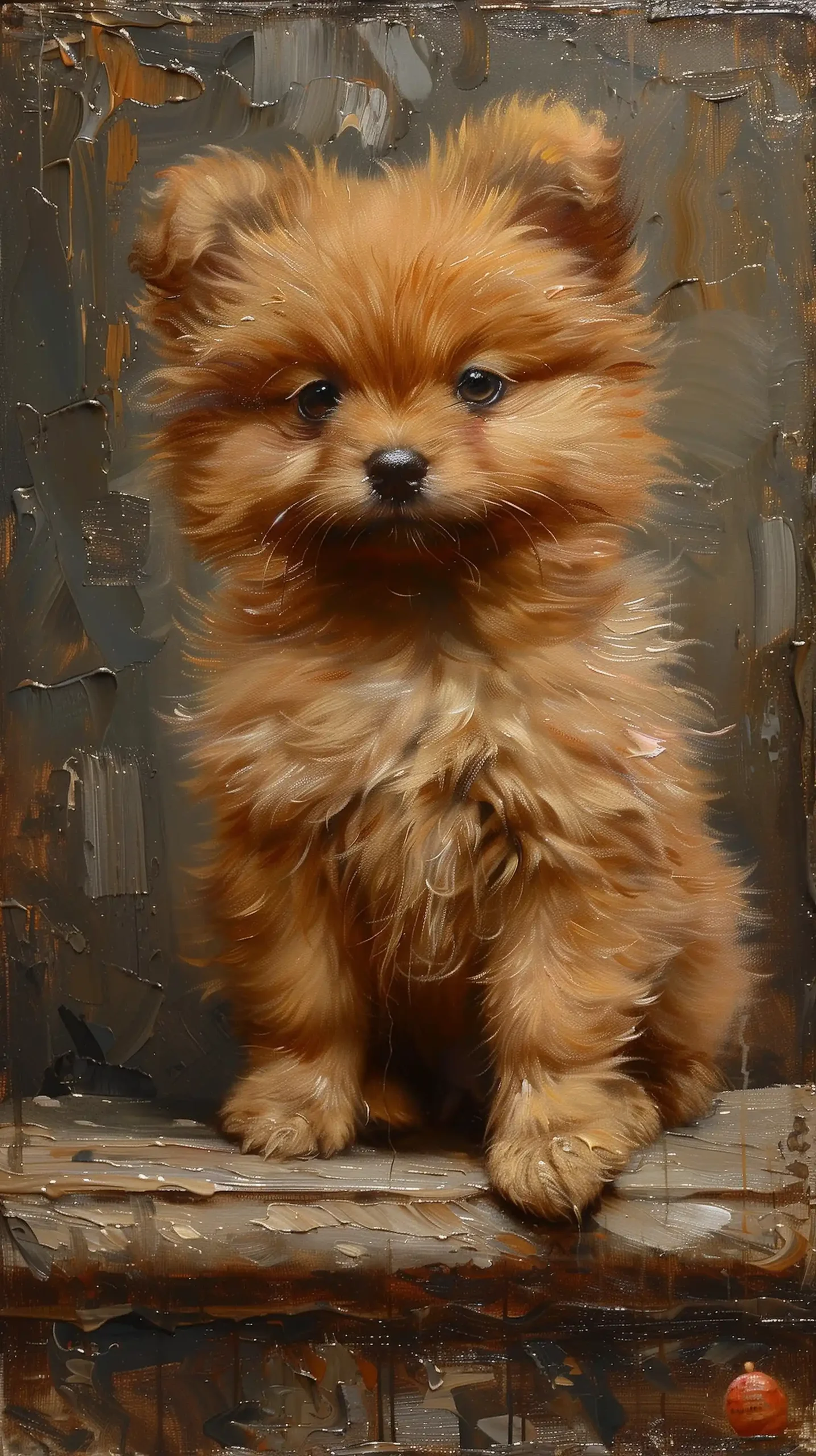 Raw Pomeranian Oil Portrait Midjourney提示词
