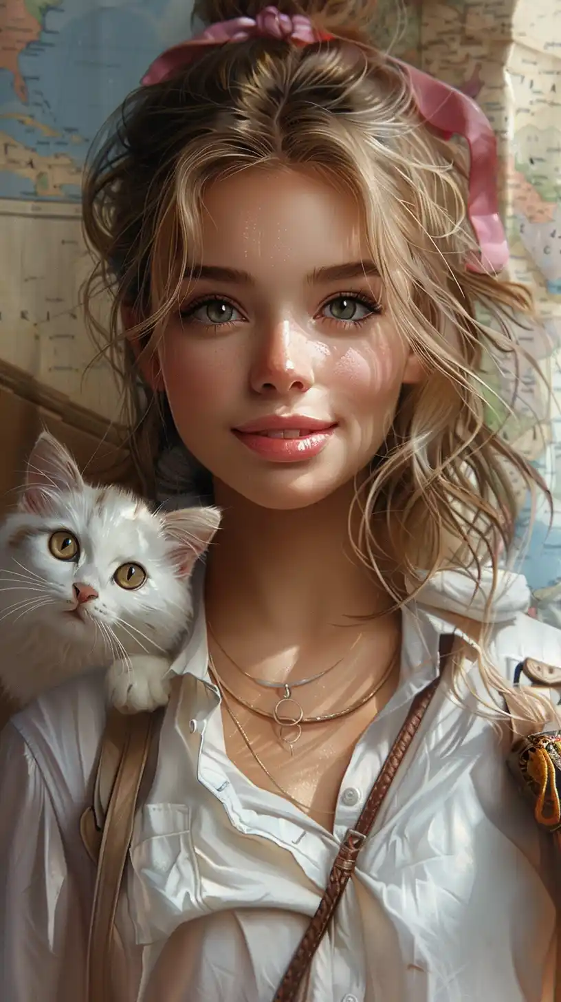 Adventurous Teen with Kitten Midjourney 提示词生成效果