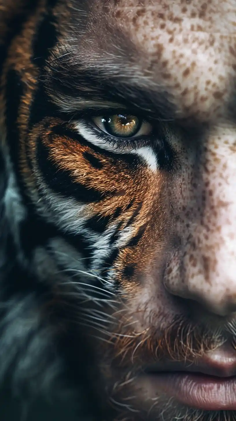 Tiger-Faced Man Portrait Midjourney提示词