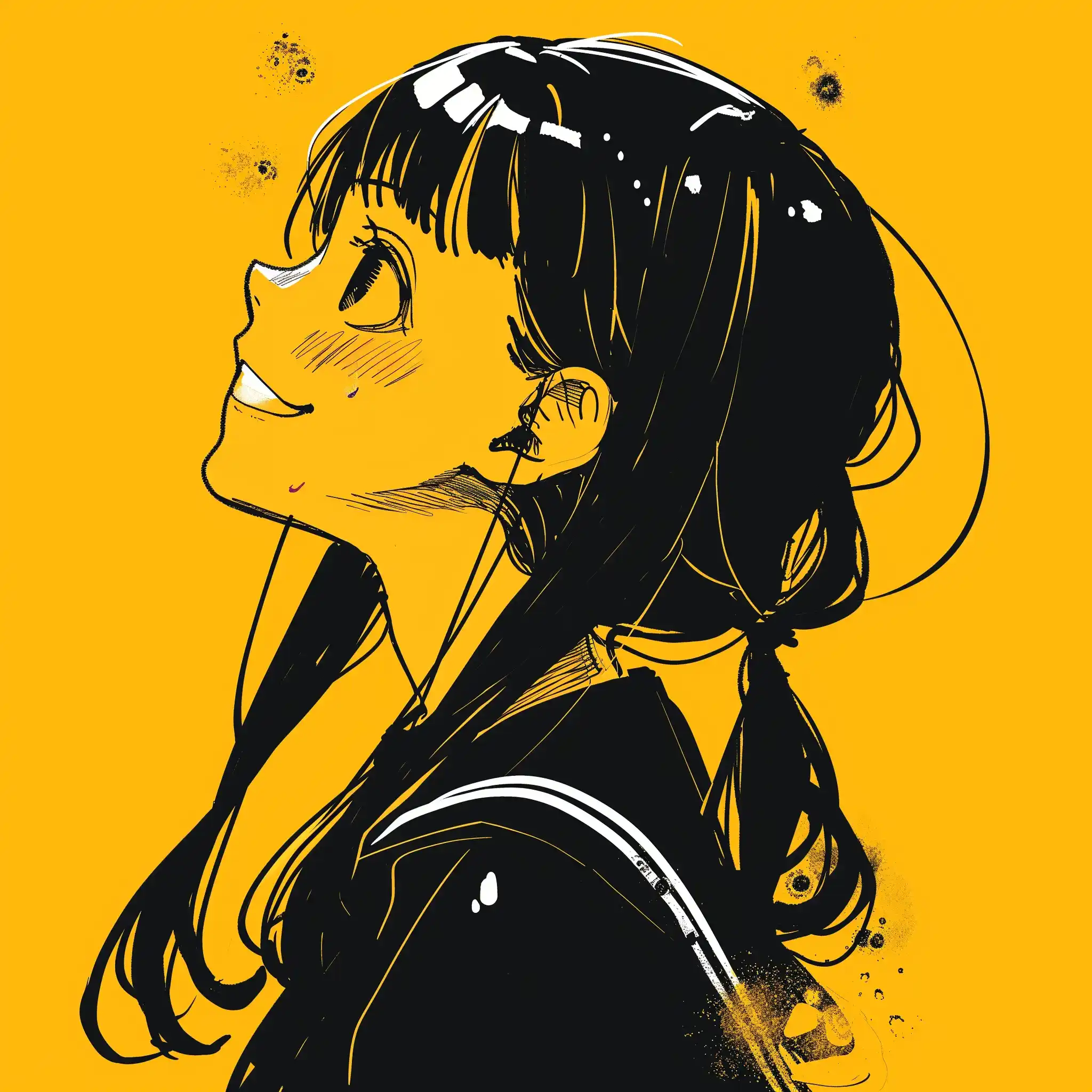 Black Manga Girl Smiling Midjourney提示词