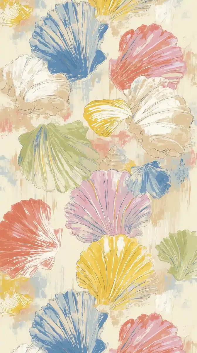 Pastel Seashell Pattern Design Midjourney提示词